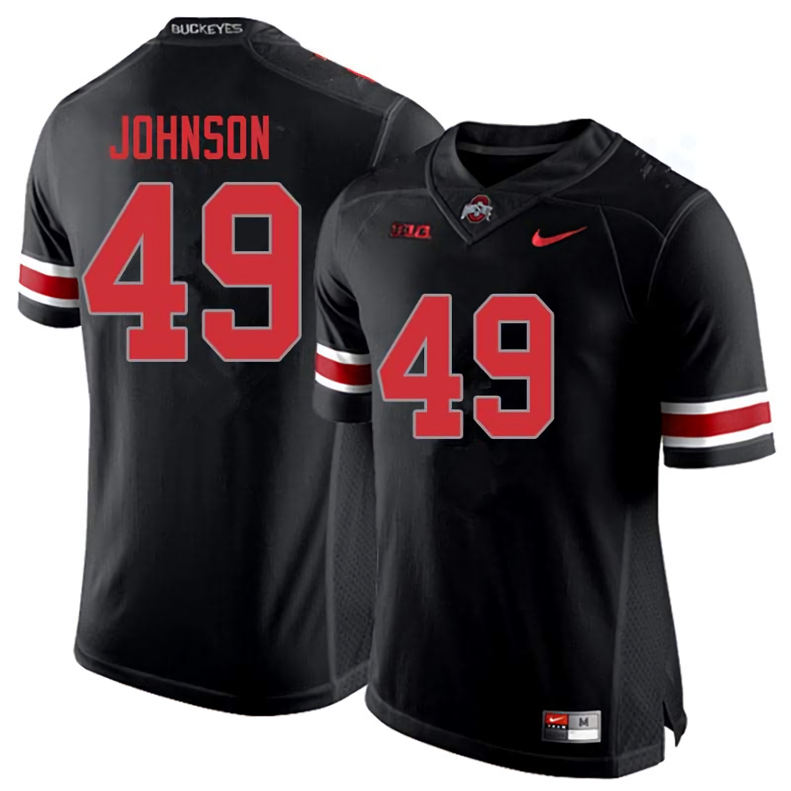 Xavier Johnson Ohio State Buckeyes Men's NCAA #49 Nike Blackout College Stitched Football Jersey FEQ2756IR